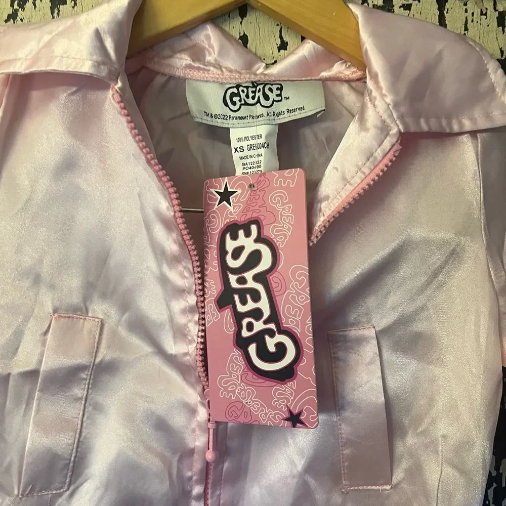 Grease Pink Ladies NWT Pink Satin Jacket. XS. Halloween costume. Cute.